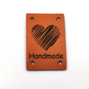 Metka Ekoskóra [Handmade] [Serce] [2x3cm] rudy