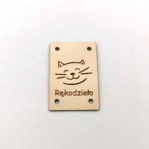 Metka Ekoskóra [Rękodzieło] [Kotek] [2x3cm] kremowy