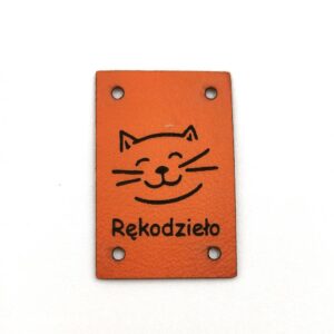Metka Ekoskóra [Rękodzieło] [Kotek] [2x3cm] rudy