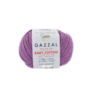 włóczka gazzal baby cotton xl akryl bawełna 3414 wrzosowy fioletowy