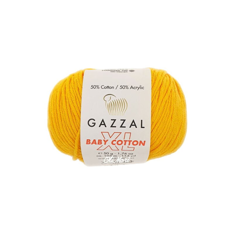 włóczka gazzal baby cotton xl akryl bawełna 3417 żółty słoneczny