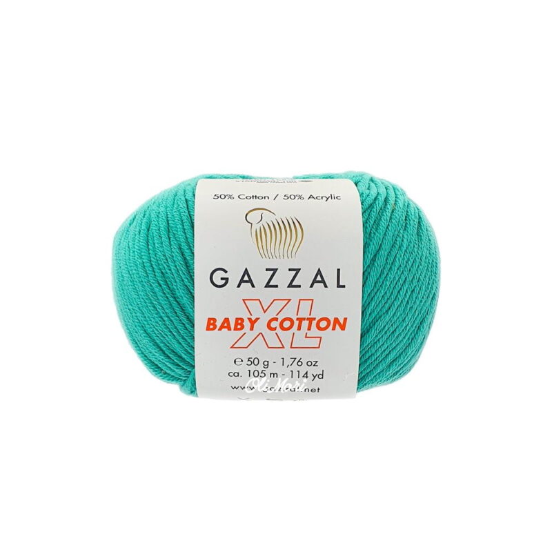 włóczka gazzal baby cotton xl akryl bawełna 3426 jasny szmaragdowy zielony niebieski