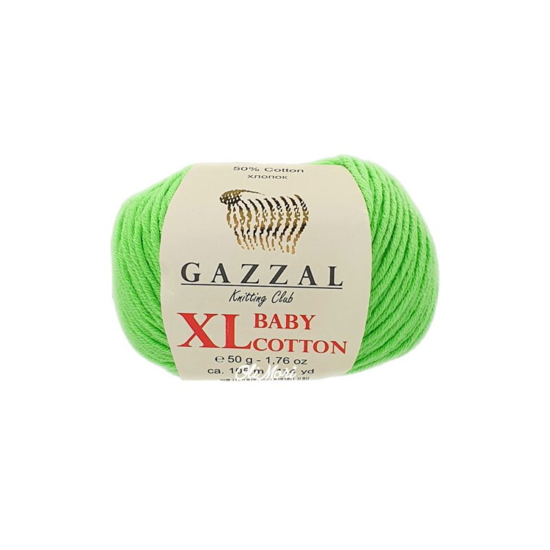 włóczka gazzal baby cotton xl akryl bawełna 3427 zielony neonowy jasny