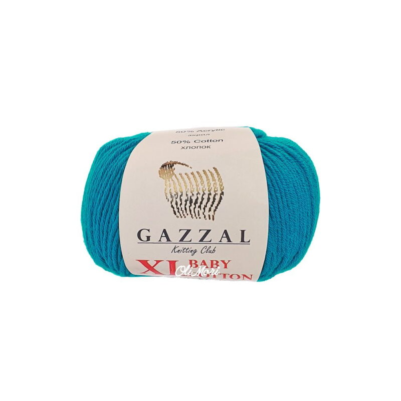 włóczka gazzal baby cotton xl akryl bawełna 3428 ciemny turkus niebieski
