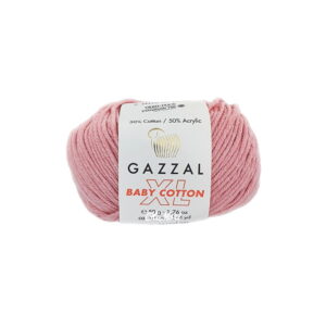 włóczka gazzal baby cotton xl akryl bawełna 3444 pudrowy różowy