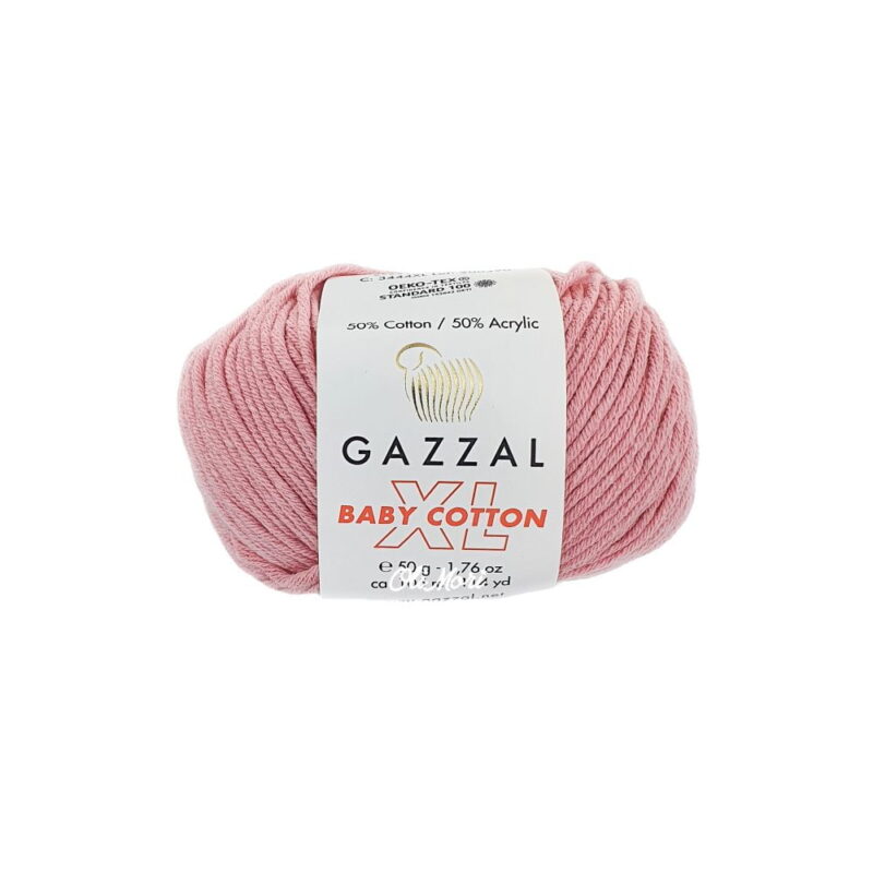 włóczka gazzal baby cotton xl akryl bawełna 3444 pudrowy różowy
