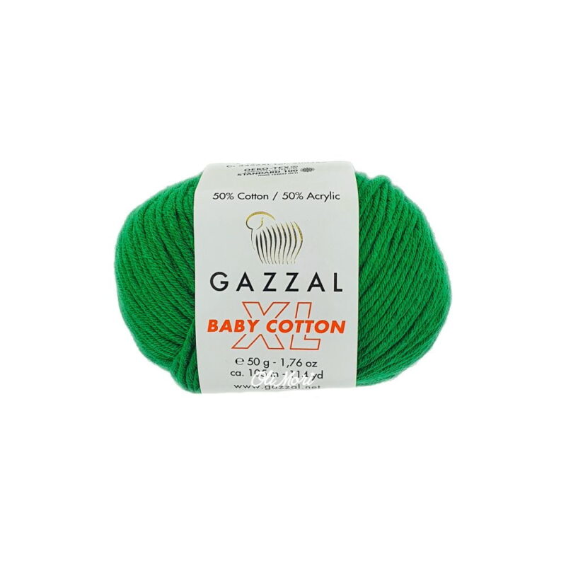 włóczka gazzal baby cotton xl akryl bawełna 3456 zielony trawiasty