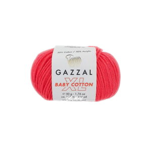 włóczka gazzal baby cotton xl akryl bawełna 3458 różowy koralowy neonowy