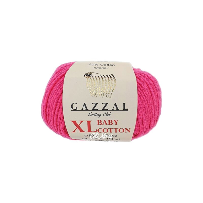 włóczka gazzal baby cotton xl akryl bawełna 3461 mocny różowy neonowy