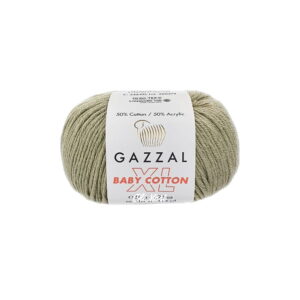 włóczka gazzal baby cotton xl akryl bawełna 3464 jasny khaki zieleń wojskowa