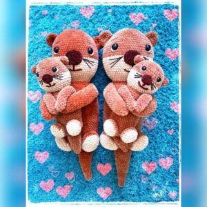 schemat na szydełkowe wydry i rybę