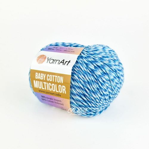 kolorowa bawełniana włóczka yarnart baby cotton multicolor 5201 niebieska