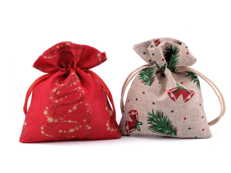 świąteczne woreczki prezentowe z motywem świątecznym