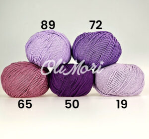 zestawienie kolorystyczne włóczki yarnart jeans odcienie fioletu