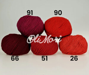 zestawienie kolorystyczne włóczki yarnart jeans odcienie czerwieni