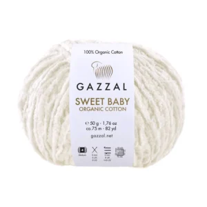 Włóczka Gazzal Sweet Baby Organic Cotton 2601 ecru – zdjęcie motka