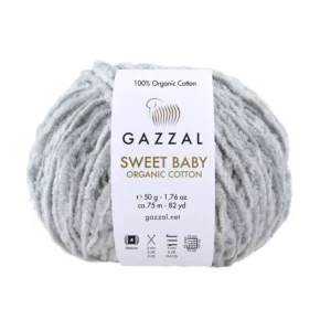 Włóczka Gazzal Sweet Baby Organic Cotton 2602 szary – zdjęcie motka
