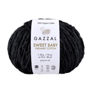 Włóczka Gazzal Sweet Baby Organic Cotton 2603 czarny – zdjęcie motka