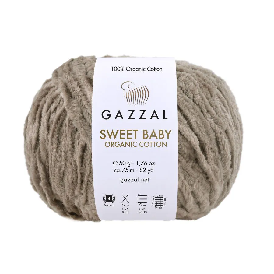 Włóczka Gazzal Sweet Baby Organic Cotton 2604 jasny brąz – zdjęcie motka