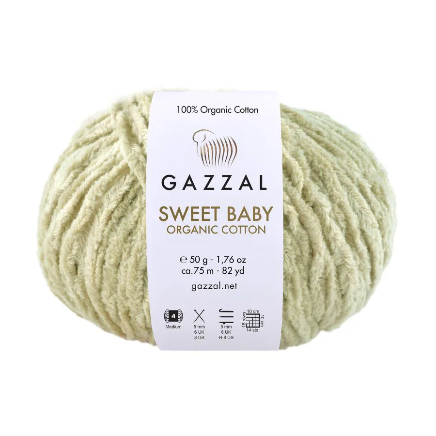 Włóczka Gazzal Sweet Baby Organic Cotton 2605 pistacjowy – zdjęcie motka