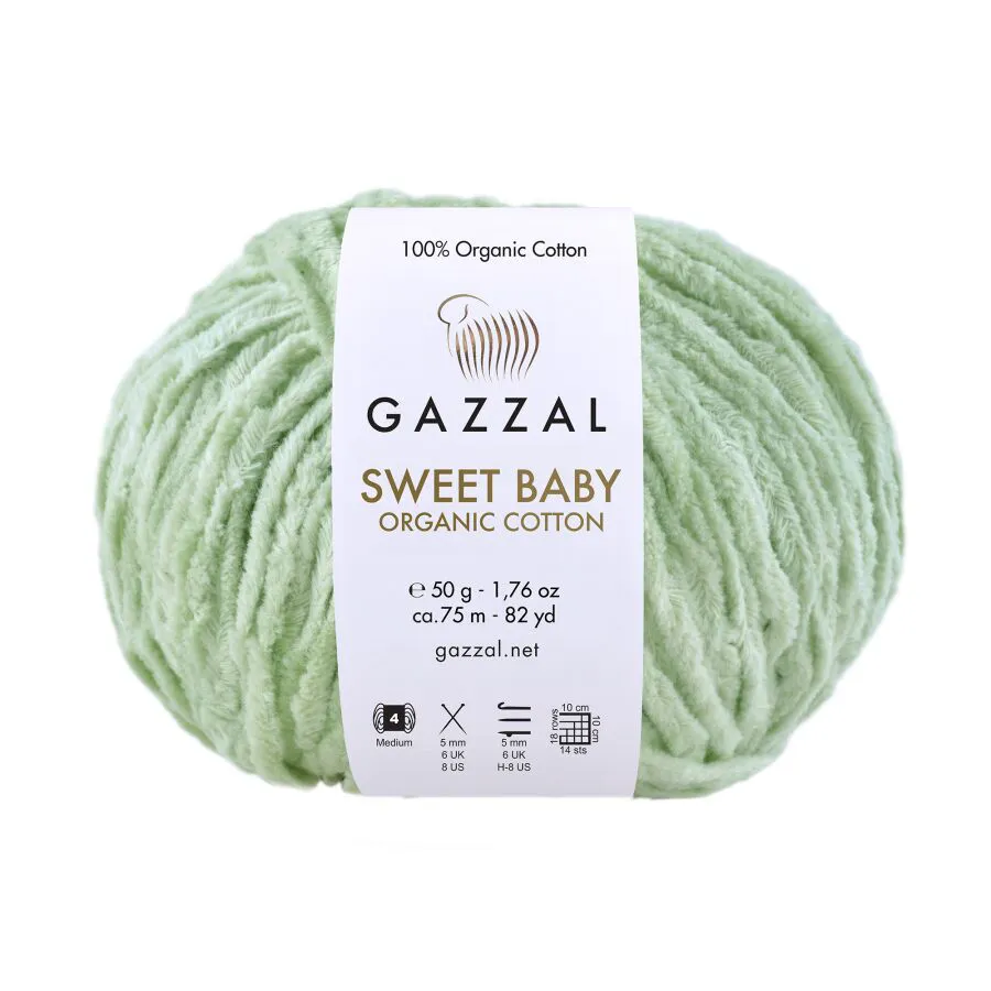 Włóczka Gazzal Sweet Baby Organic Cotton 2606 zielony groszek – zdjęcie motka