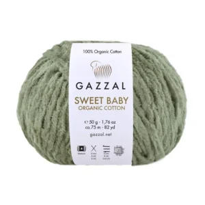 Włóczka Gazzal Sweet Baby Organic Cotton 2607 zgniła zieleń – zdjęcie motka