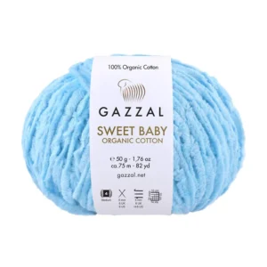 Włóczka Gazzal Sweet Baby Organic Cotton 2608 błękitny – zdjęcie motka