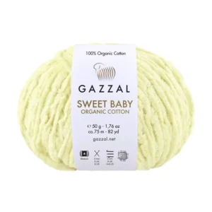 Włóczka Gazzal Sweet Baby Organic Cotton 2609 jasny żółty – zdjęcie motka
