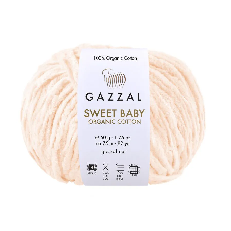 Włóczka Gazzal Sweet Baby Organic Cotton 2610 cielisty – zdjęcie motka