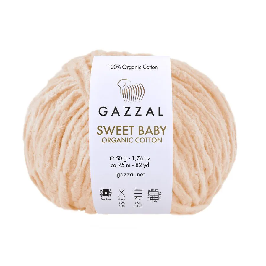 Włóczka Gazzal Sweet Baby Organic Cotton 2611 brzoskwiniowy – zdjęcie motka
