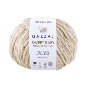 Włóczka Gazzal Sweet Baby Organic Cotton 2612 jasny beż – zdjęcie motka