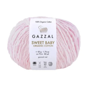 Włóczka Gazzal Sweet Baby Organic Cotton 2613 jasny róż – zdjęcie motka