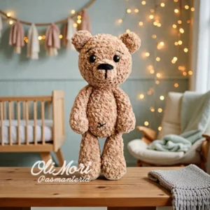 Miś z włóczki Gazzal Sweet Baby Organic Cotton 2604 jasny brąz – wzór Drużyna X OliMori