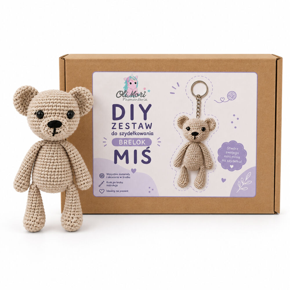 Zestaw do nauki szydełkowania Mini Miś DIY + instrukcja